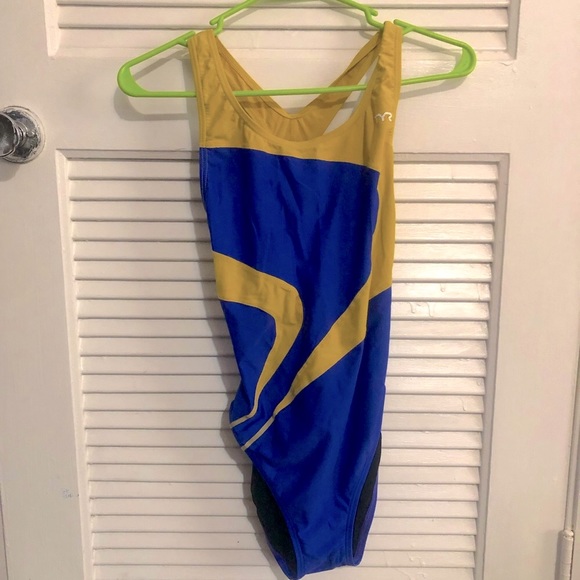 Royal/Gold TYR Alliance T-Splice Maxi-fit One Piece Swimsuit - Picture 2 of 2